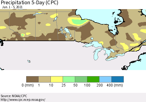 Canada Precipitation 5-Day (CPC) Thematic Map For 6/1/2021 - 6/5/2021