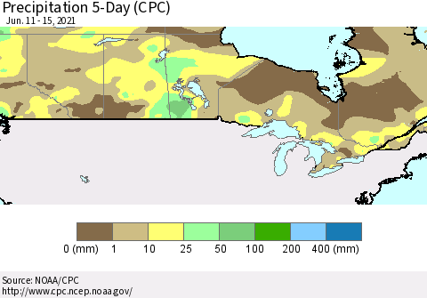 Canada Precipitation 5-Day (CPC) Thematic Map For 6/11/2021 - 6/15/2021