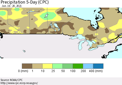 Canada Precipitation 5-Day (CPC) Thematic Map For 6/16/2021 - 6/20/2021