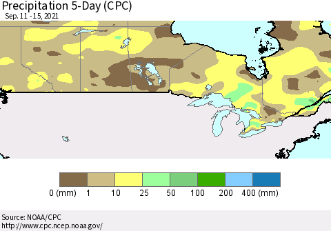 Canada Precipitation 5-Day (CPC) Thematic Map For 9/11/2021 - 9/15/2021