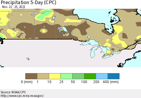 Canada Precipitation 5-Day (CPC) Thematic Map For 11/21/2021 - 11/25/2021