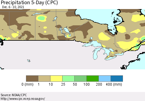 Canada Precipitation 5-Day (CPC) Thematic Map For 12/6/2021 - 12/10/2021