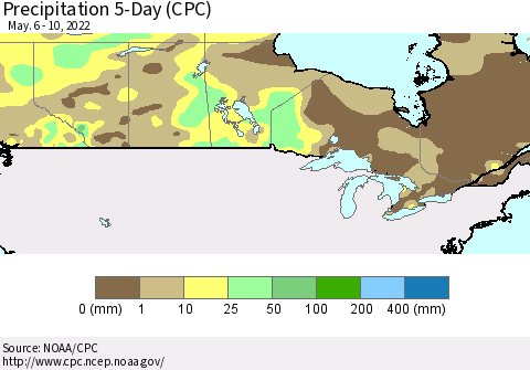 Canada Precipitation 5-Day (CPC) Thematic Map For 5/6/2022 - 5/10/2022