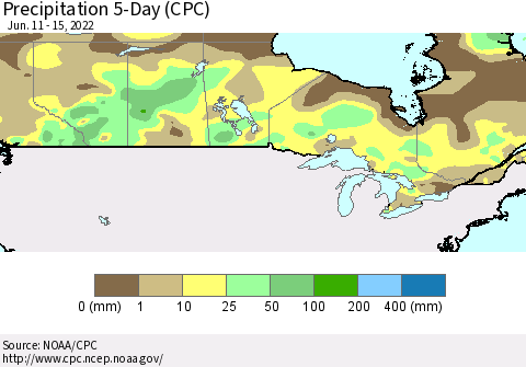 Canada Precipitation 5-Day (CPC) Thematic Map For 6/11/2022 - 6/15/2022