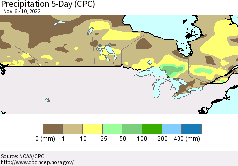 Canada Precipitation 5-Day (CPC) Thematic Map For 11/6/2022 - 11/10/2022
