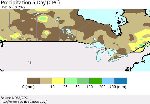 Canada Precipitation 5-Day (CPC) Thematic Map For 12/6/2022 - 12/10/2022