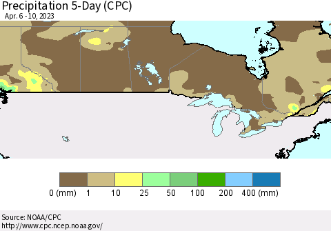 Canada Precipitation 5-Day (CPC) Thematic Map For 4/6/2023 - 4/10/2023