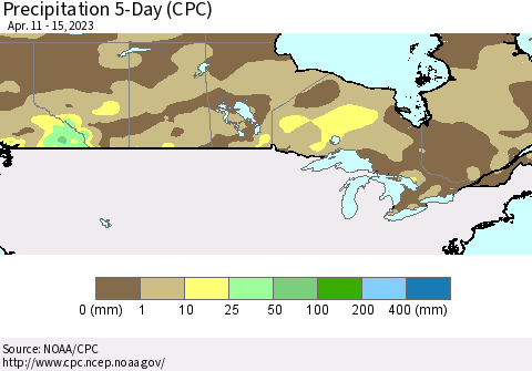 Canada Precipitation 5-Day (CPC) Thematic Map For 4/11/2023 - 4/15/2023