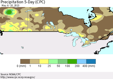 Canada Precipitation 5-Day (CPC) Thematic Map For 5/6/2023 - 5/10/2023