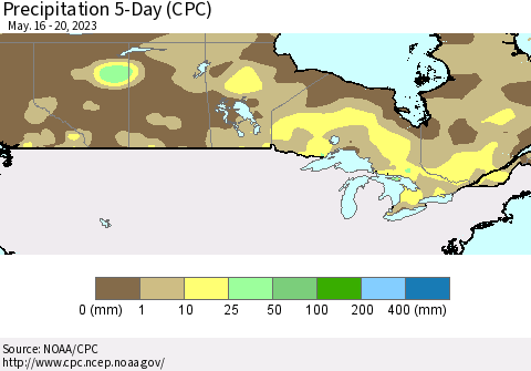 Canada Precipitation 5-Day (CPC) Thematic Map For 5/16/2023 - 5/20/2023