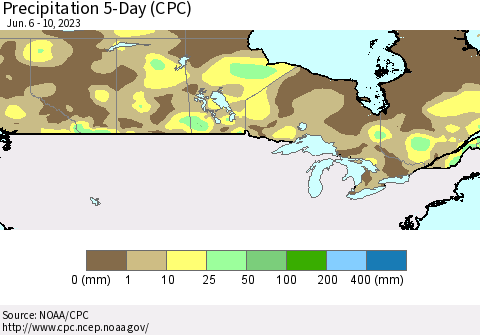 Canada Precipitation 5-Day (CPC) Thematic Map For 6/6/2023 - 6/10/2023