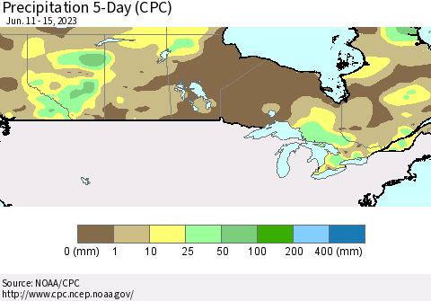 Canada Precipitation 5-Day (CPC) Thematic Map For 6/11/2023 - 6/15/2023