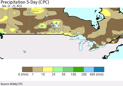 Canada Precipitation 5-Day (CPC) Thematic Map For 9/21/2023 - 9/25/2023