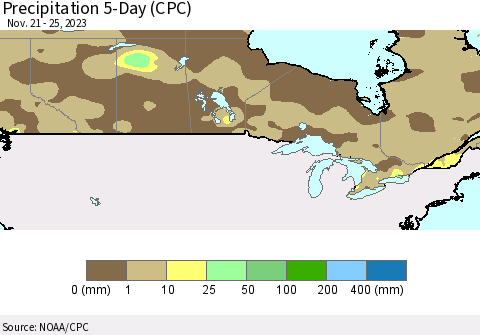 Canada Precipitation 5-Day (CPC) Thematic Map For 11/21/2023 - 11/25/2023