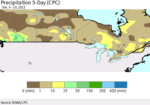 Canada Precipitation 5-Day (CPC) Thematic Map For 12/6/2023 - 12/10/2023