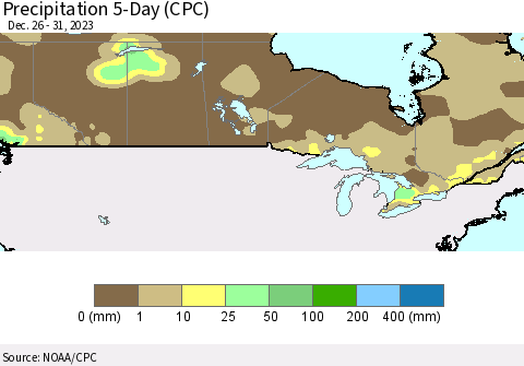 Canada Precipitation 5-Day (CPC) Thematic Map For 12/26/2023 - 12/31/2023