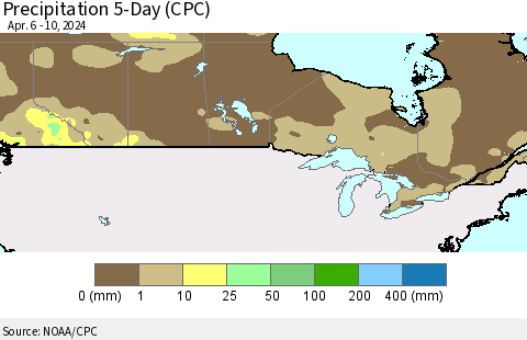 Canada Precipitation 5-Day (CPC) Thematic Map For 4/6/2024 - 4/10/2024