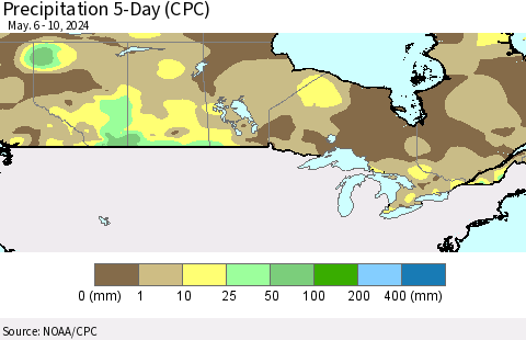 Canada Precipitation 5-Day (CPC) Thematic Map For 5/6/2024 - 5/10/2024