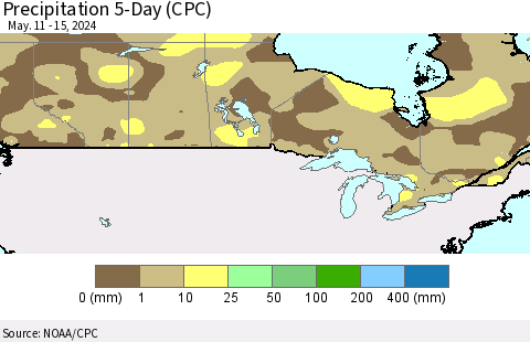 Canada Precipitation 5-Day (CPC) Thematic Map For 5/11/2024 - 5/15/2024