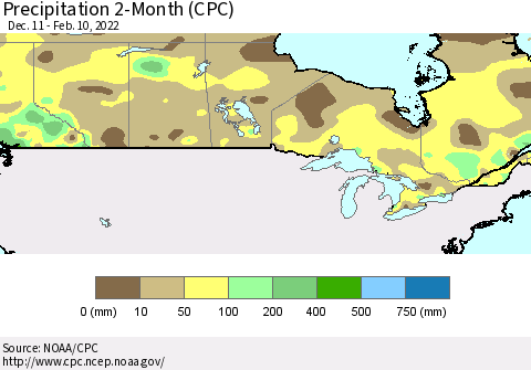 Canada Precipitation 2-Month (CPC) Thematic Map For 12/11/2021 - 2/10/2022
