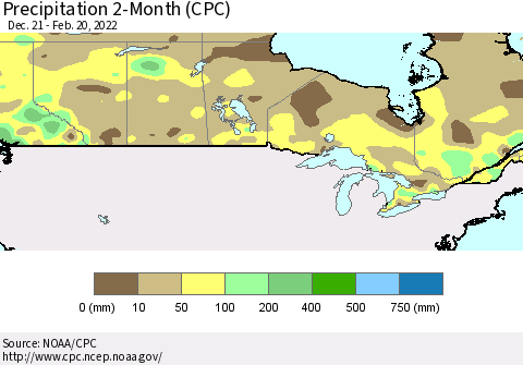 Canada Precipitation 2-Month (CPC) Thematic Map For 12/21/2021 - 2/20/2022