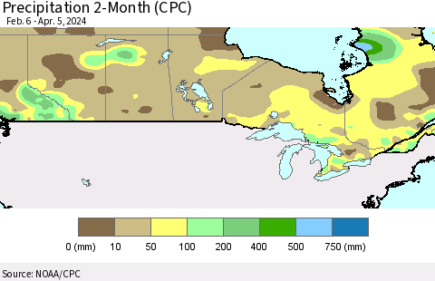 Canada Precipitation 2-Month (CPC) Thematic Map For 2/6/2024 - 4/5/2024