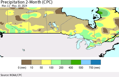 Canada Precipitation 2-Month (CPC) Thematic Map For 3/11/2024 - 5/10/2024