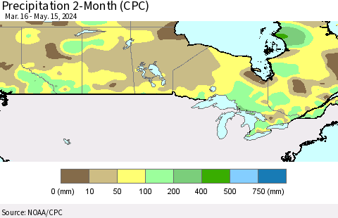 Canada Precipitation 2-Month (CPC) Thematic Map For 3/16/2024 - 5/15/2024