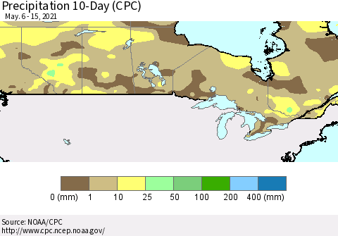 Canada Precipitation 10-Day (CPC) Thematic Map For 5/6/2021 - 5/15/2021