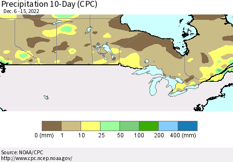 Canada Precipitation 10-Day (CPC) Thematic Map For 12/6/2022 - 12/15/2022