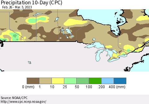 Canada Precipitation 10-Day (CPC) Thematic Map For 2/26/2023 - 3/5/2023