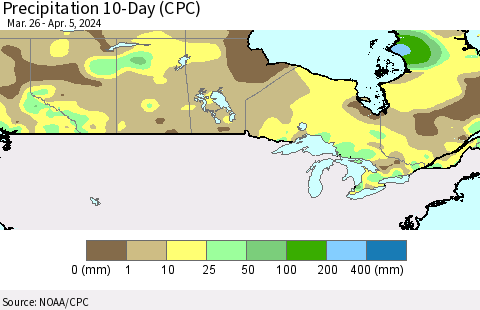 Canada Precipitation 10-Day (CPC) Thematic Map For 3/26/2024 - 4/5/2024