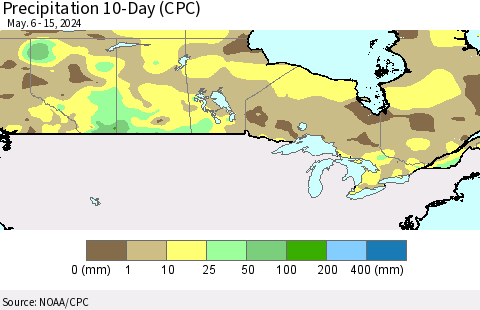 Canada Precipitation 10-Day (CPC) Thematic Map For 5/6/2024 - 5/15/2024