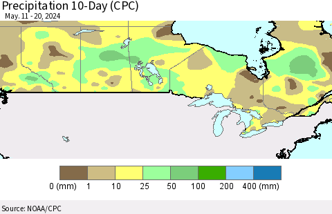 Canada Precipitation 10-Day (CPC) Thematic Map For 5/11/2024 - 5/20/2024