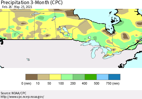 Canada Precipitation 3-Month (CPC) Thematic Map For 2/26/2021 - 5/25/2021