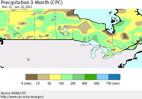 Canada Precipitation 3-Month (CPC) Thematic Map For 3/21/2021 - 6/20/2021
