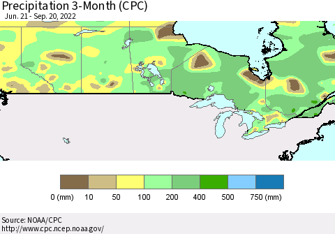 Canada Precipitation 3-Month (CPC) Thematic Map For 6/21/2022 - 9/20/2022