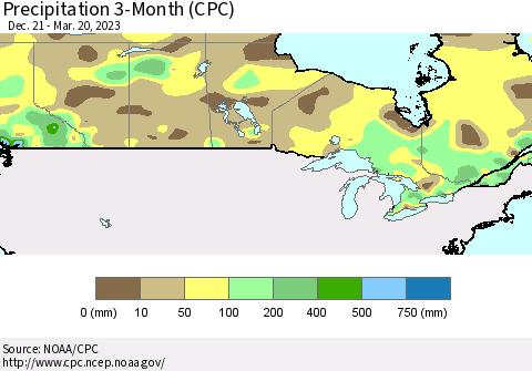 Canada Precipitation 3-Month (CPC) Thematic Map For 12/21/2022 - 3/20/2023