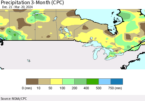 Canada Precipitation 3-Month (CPC) Thematic Map For 12/21/2023 - 3/20/2024