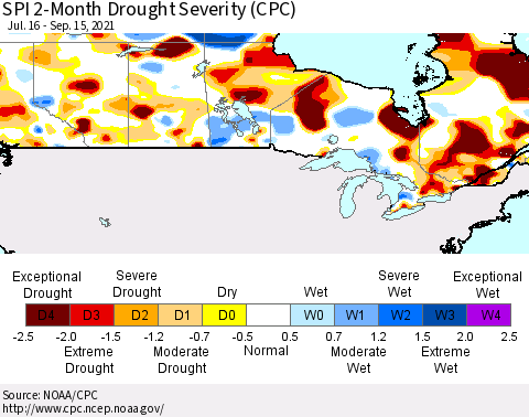 Canada SPI 2-Month Drought Severity (CPC) Thematic Map For 7/16/2021 - 9/15/2021