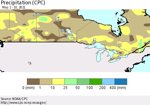 Canada Precipitation (CPC) Thematic Map For 5/1/2021 - 5/10/2021