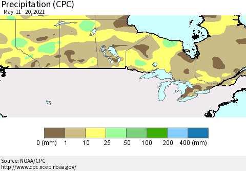 Canada Precipitation (CPC) Thematic Map For 5/11/2021 - 5/20/2021