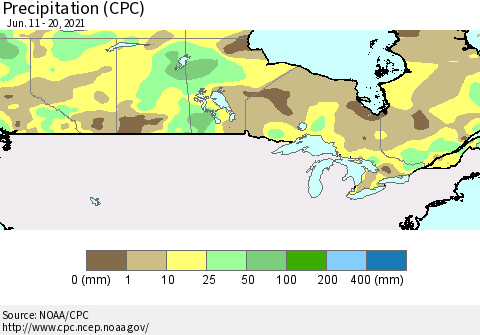 Canada Precipitation (CPC) Thematic Map For 6/11/2021 - 6/20/2021