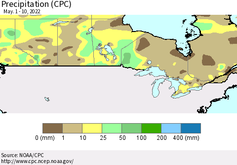 Canada Precipitation (CPC) Thematic Map For 5/1/2022 - 5/10/2022