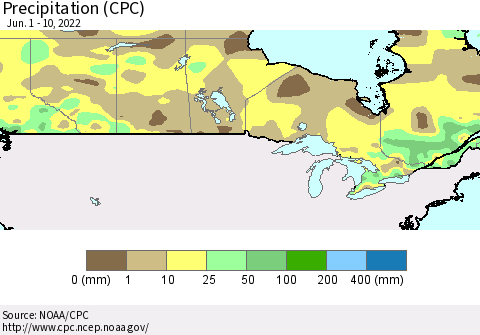 Canada Precipitation (CPC) Thematic Map For 6/1/2022 - 6/10/2022