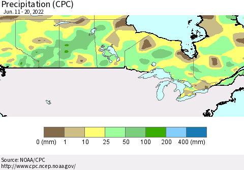 Canada Precipitation (CPC) Thematic Map For 6/11/2022 - 6/20/2022