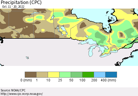 Canada Precipitation (CPC) Thematic Map For 10/11/2022 - 10/20/2022