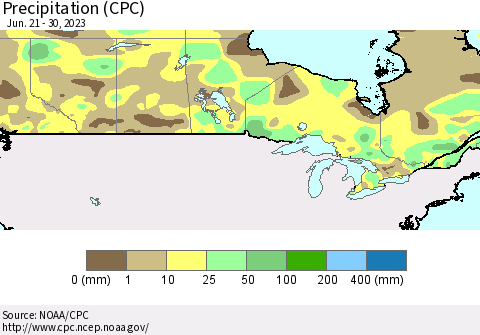 Canada Precipitation (CPC) Thematic Map For 6/21/2023 - 6/30/2023
