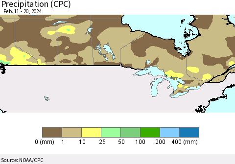 Canada Precipitation (CPC) Thematic Map For 2/11/2024 - 2/20/2024