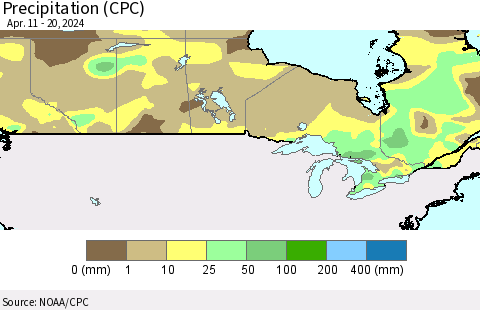 Canada Precipitation (CPC) Thematic Map For 4/11/2024 - 4/20/2024